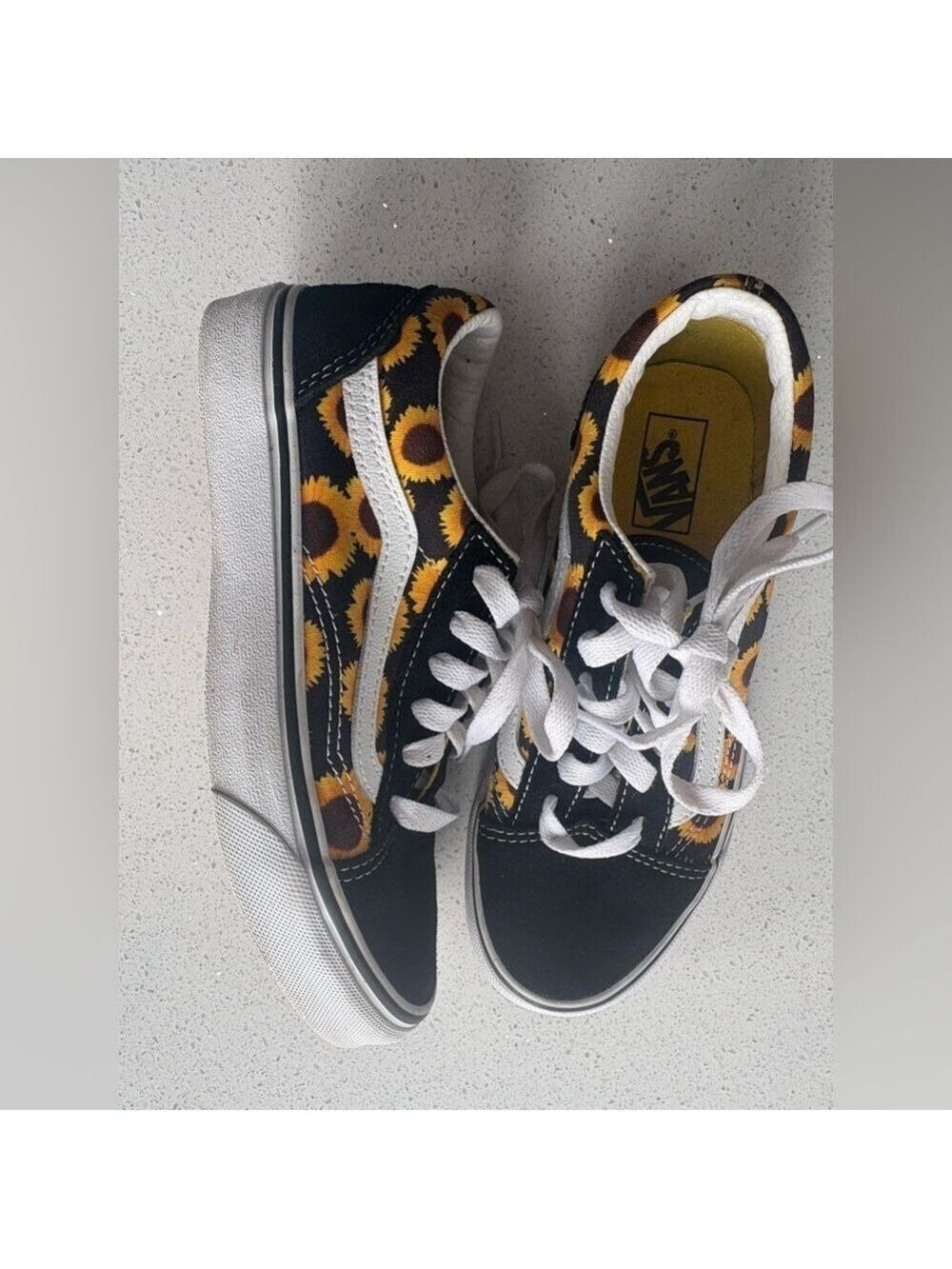 Vans Black and Yellow Sunflower youth Sneakers